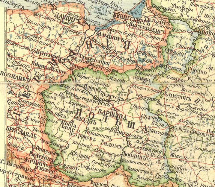 Европейская Россия. Карта 14 из атласа А.Ф. Маркса 1905 года. Вырезка