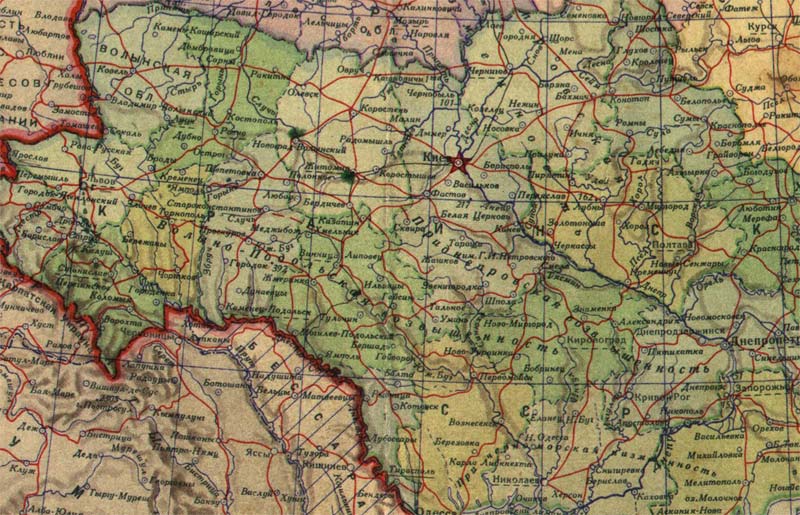 Украинская ССР. Карта 14 из советского Атласа мира 1940 года