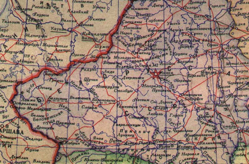 Белорусская ССР. Карта 15 из советского Атласа мира 1940 года