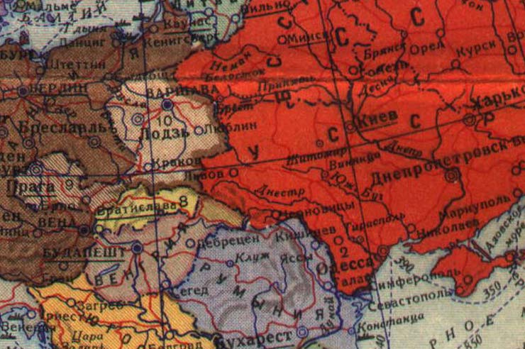 Западная Европа (политическая карта). Карта 25 из советского Атласа мира 1940 года (вырезка)