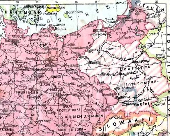 Карта: Германия и соседние государства. Tasсhen-Atlas der Erde, 1940