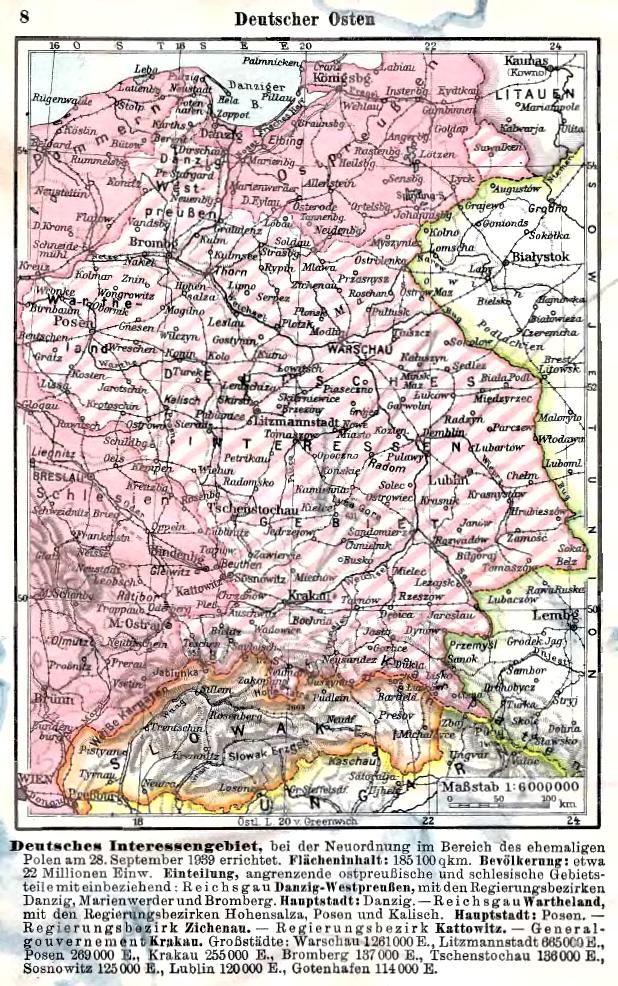 Карта: Восток Германии. Tashen-Atlas der Erde, 1940